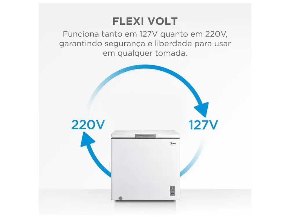 Freezer horizontal branco Midea, 1 porta, 198L, bivolt