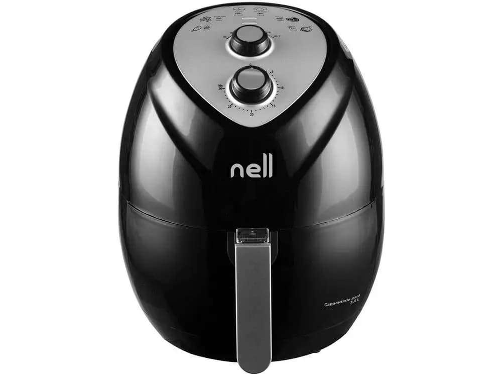 Fritadeira elétrica sem óleo Nell Fit Air Fryer preta com painel de controle analógico 110V