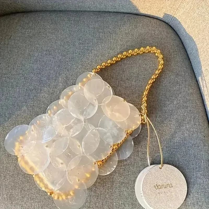 Anéis de Concha com Furo Duplo, Discos Redondos de Mica de 5cm para Sinos de Vento DIY, Artesanato e Decorações de Casamento, para Decoração de Casa