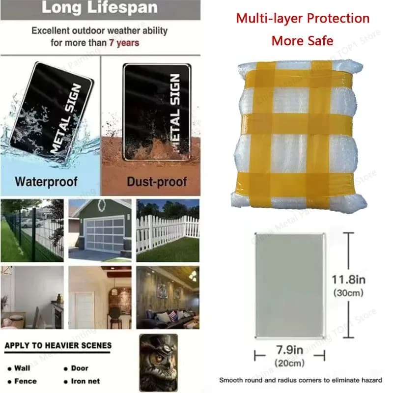 Arte de parede de metal durável, à prova d'água e resistente à poeira para uso externo e interno