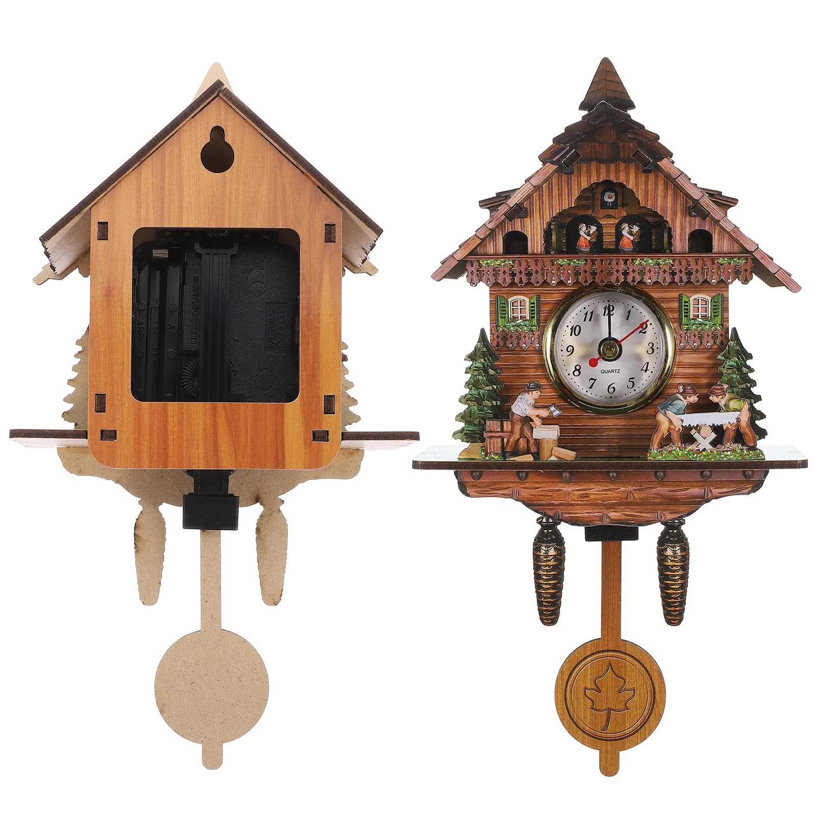 Relógio de Parede de Madeira Estilo Cuco Vintage com Pêndulo Decorativo para Sala de Estar, Quarto, Escritório e Arte de Parede