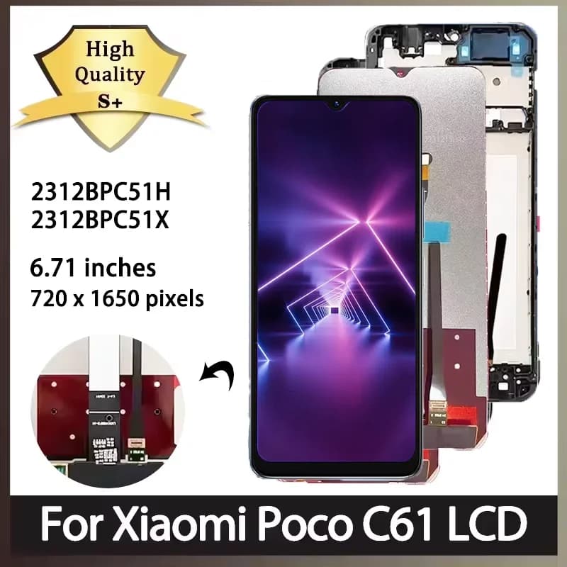 Tela LCD 6,71 polegadas para Xiaomi Poco C61 com display digitalizador de toque