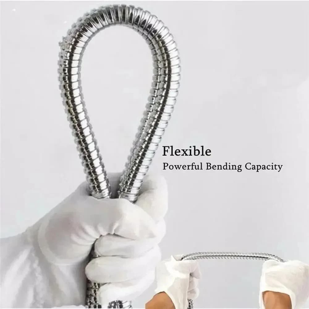 Tubo flexível para chuveiro em aço inox com alta flexibilidade e capacidade de curvatura poderosa