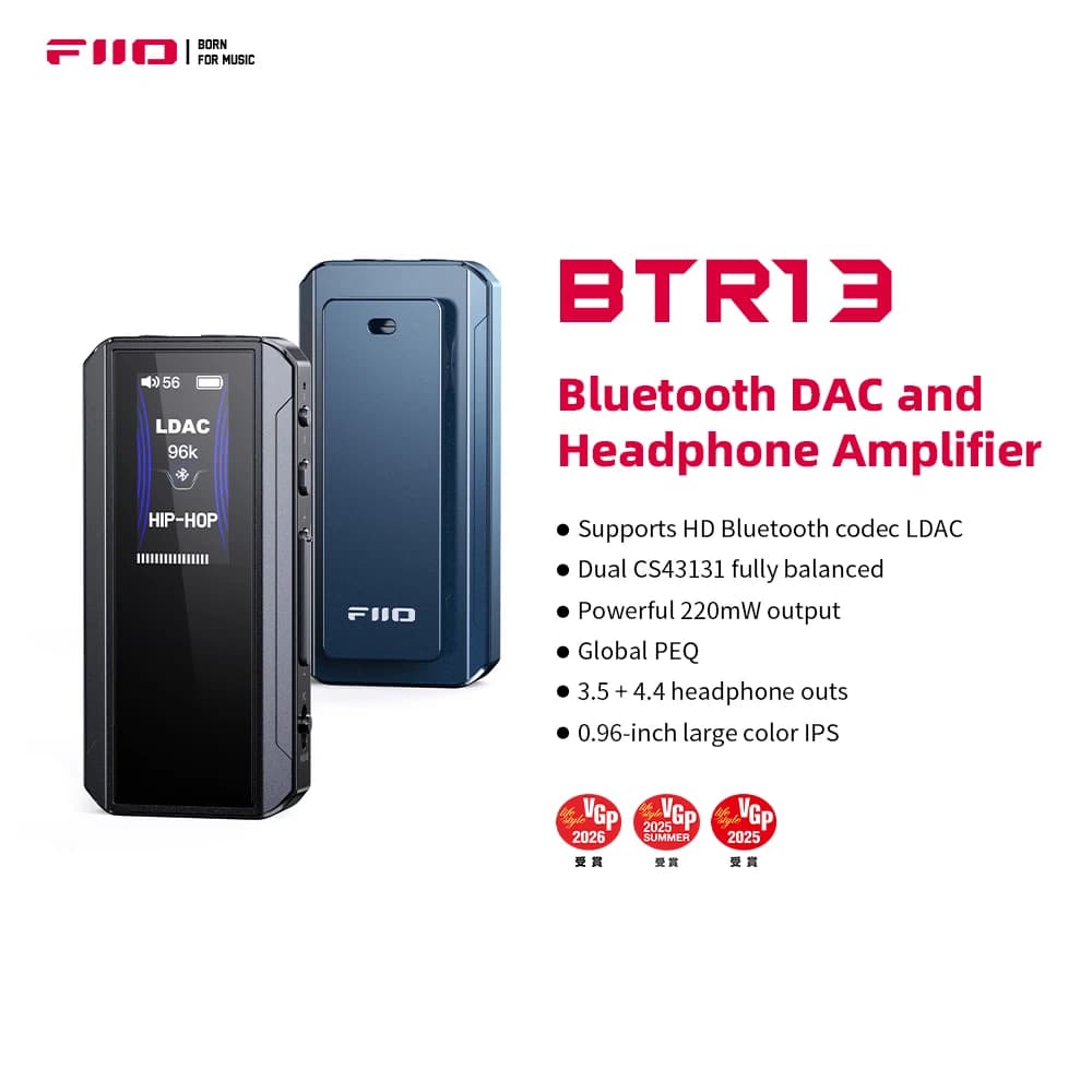 Amplificador de fone de ouvido Bluetooth FiiO BTR13 com LDAC, aptX Adaptive, aptX HD, AAC
