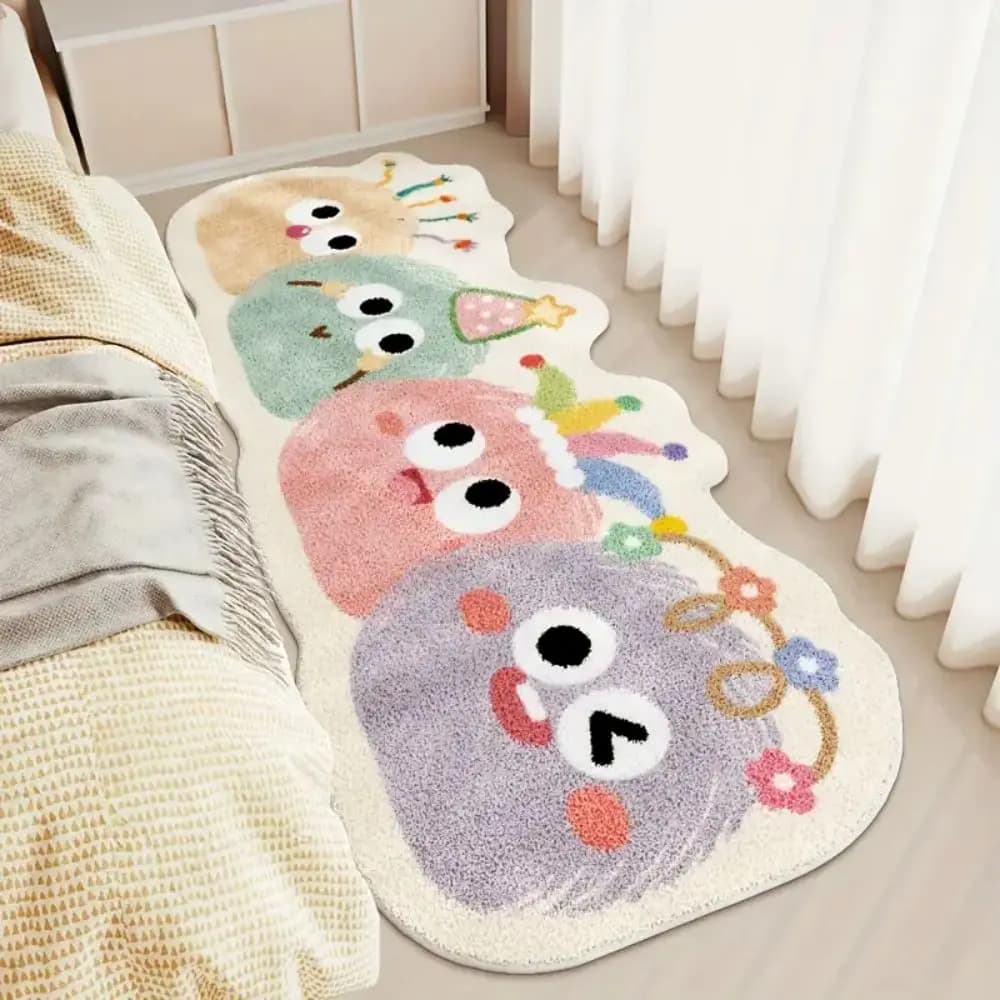 Vikama cartoon dopamina tapete longo, tapete de cabeceira irregular para quarto infantil, almofada macia para sofá, decoração de casa de inverno