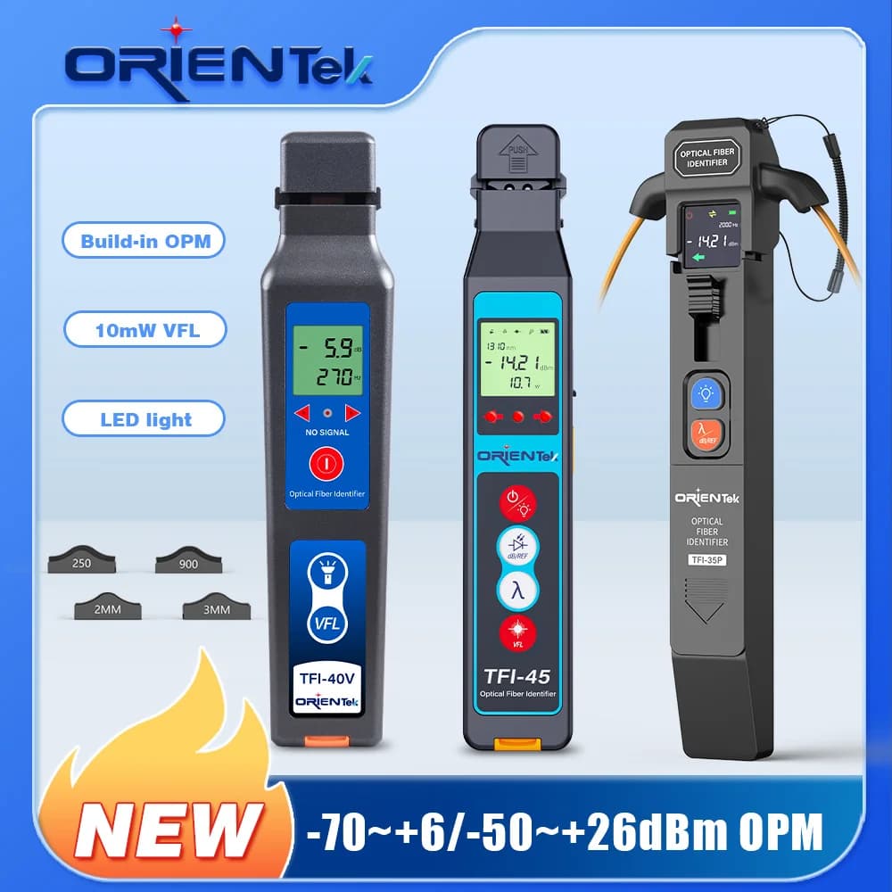 Identificador de Fibra Óptica Orientek TFI-40V + VFL + Luz LED, Detector de Fibra Óptica TFI-45 OFI, Medidor de Potência Óptica