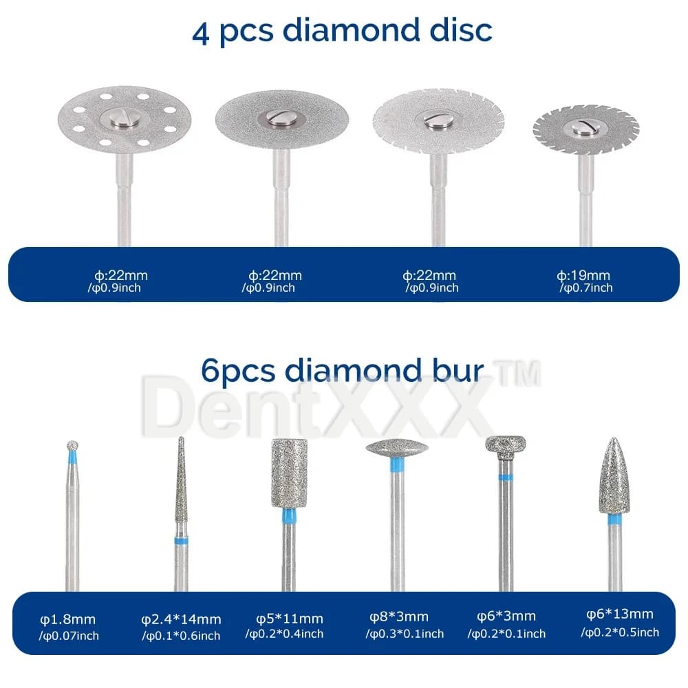 Kit com 4 discos de diamante e 6 brocas diamantadas para polimento e corte preciso em ferramentas multifuncionais