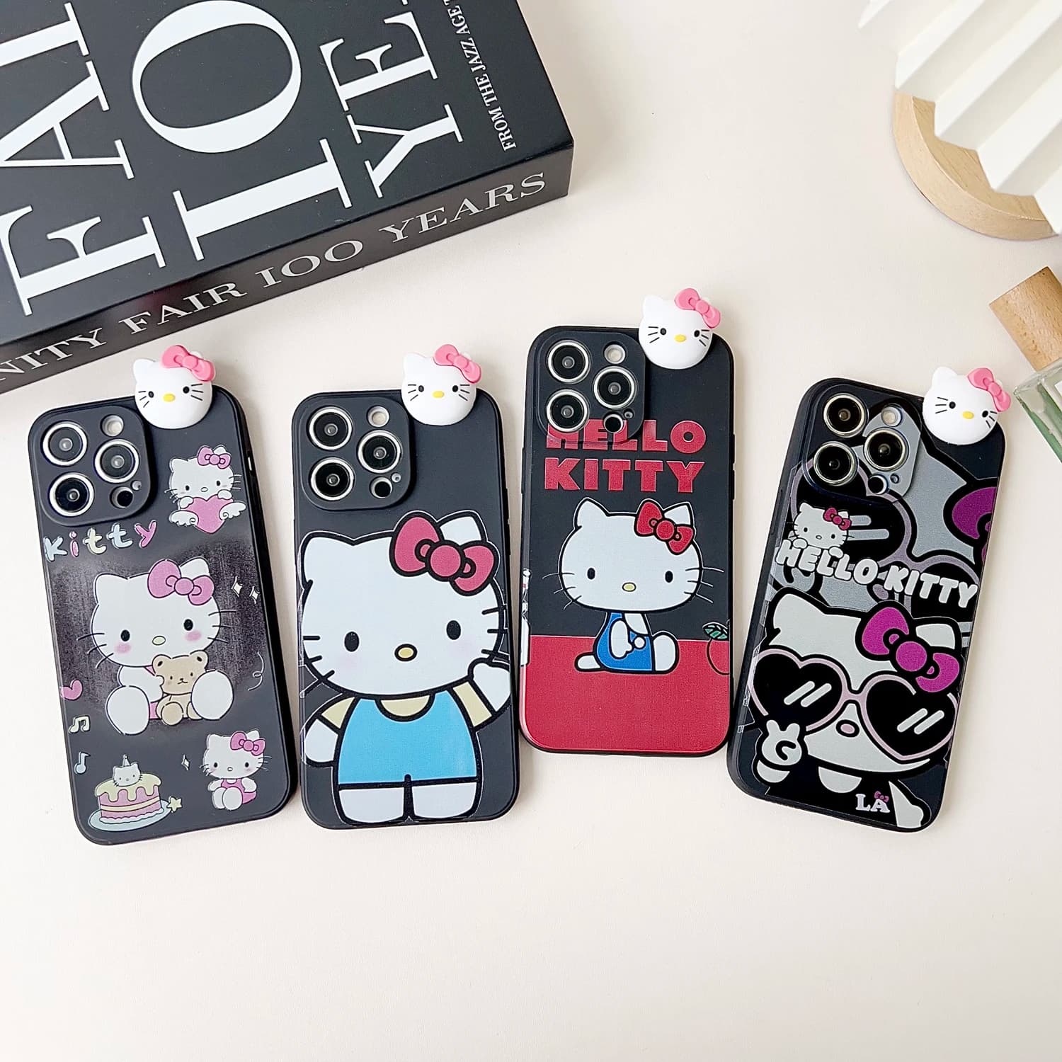 Capas de celular Hello Kitty com suporte e cordão para Xiaomi Redmi 8 9 9T A1 A3 Note 7 8 9 10 Pro