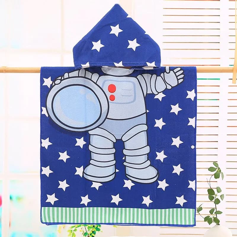 Manto infantil azul com capuz de astronauta, estampa de estrelas em algodão macio para crianças