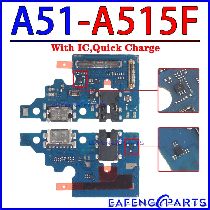 Placa de carregamento Samsung Galaxy A51 A515F módulo USB azul com IC para carregamento rápido