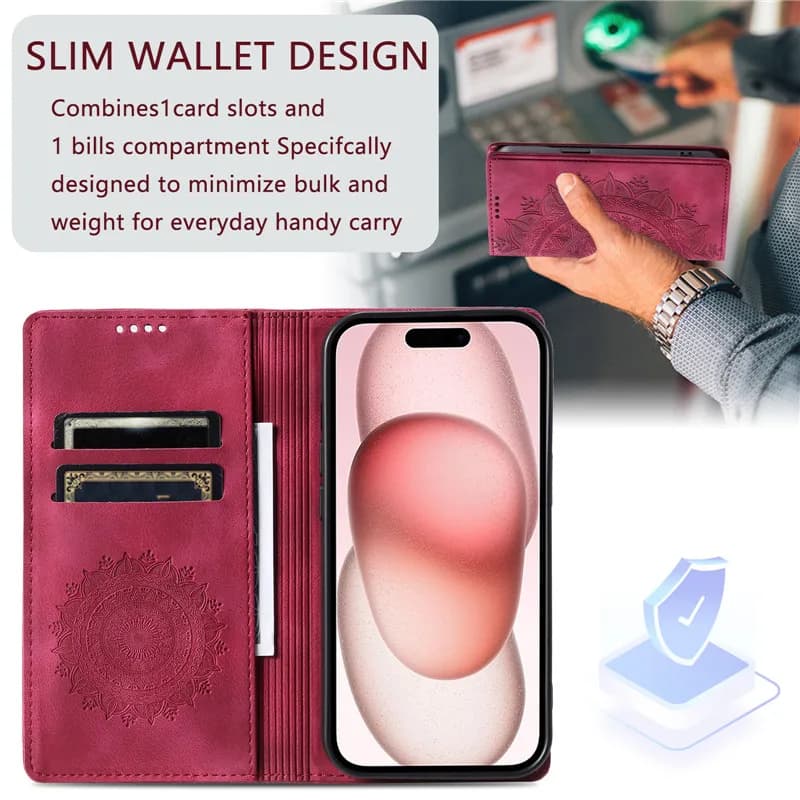 Capa carteira vermelha para Motorola Moto G86 com slots para cartões e compartimento para dinheiro