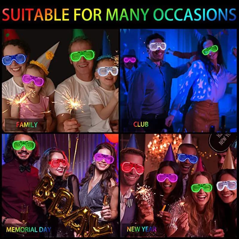 Óculos de sol LED neon com brilho no escuro para festas