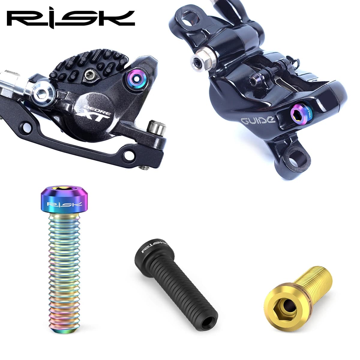 Kit de Parafusos de Fixação do Freio a Disco RISK M6x23.5mm para Bicicleta MTB XT/Guide/Deore