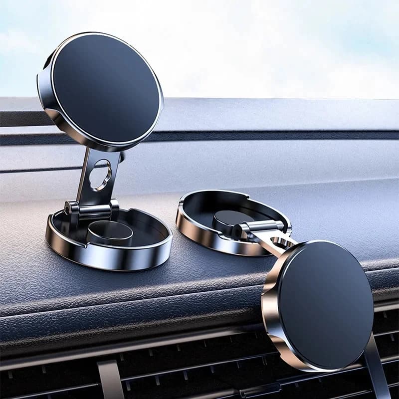 Suporte magnético dobrável redondo para carro com giro de 360 graus para celular