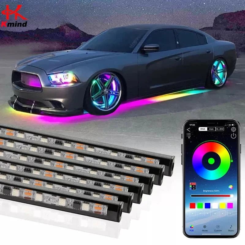 Carro underglow neon luzes led para chassi luz de tira sob iluminação piso do carro lâmpada atmosfera automática underlights rgb colorido