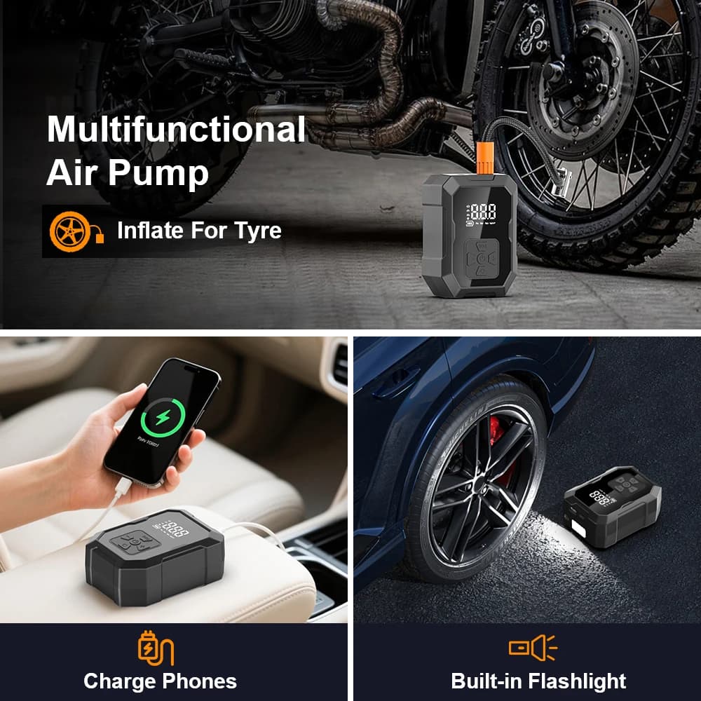 Mini Bomba de Ar YIJU Inflador de Pneus Elétrico Mini 30L/Min Compressor de Ar Portátil para Carros, Motocicletas e Bicicletas Infláveis