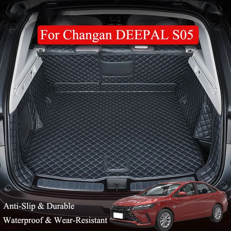 Tapete protetor de porta-malas em couro preto para Changan DEEPAL S05
