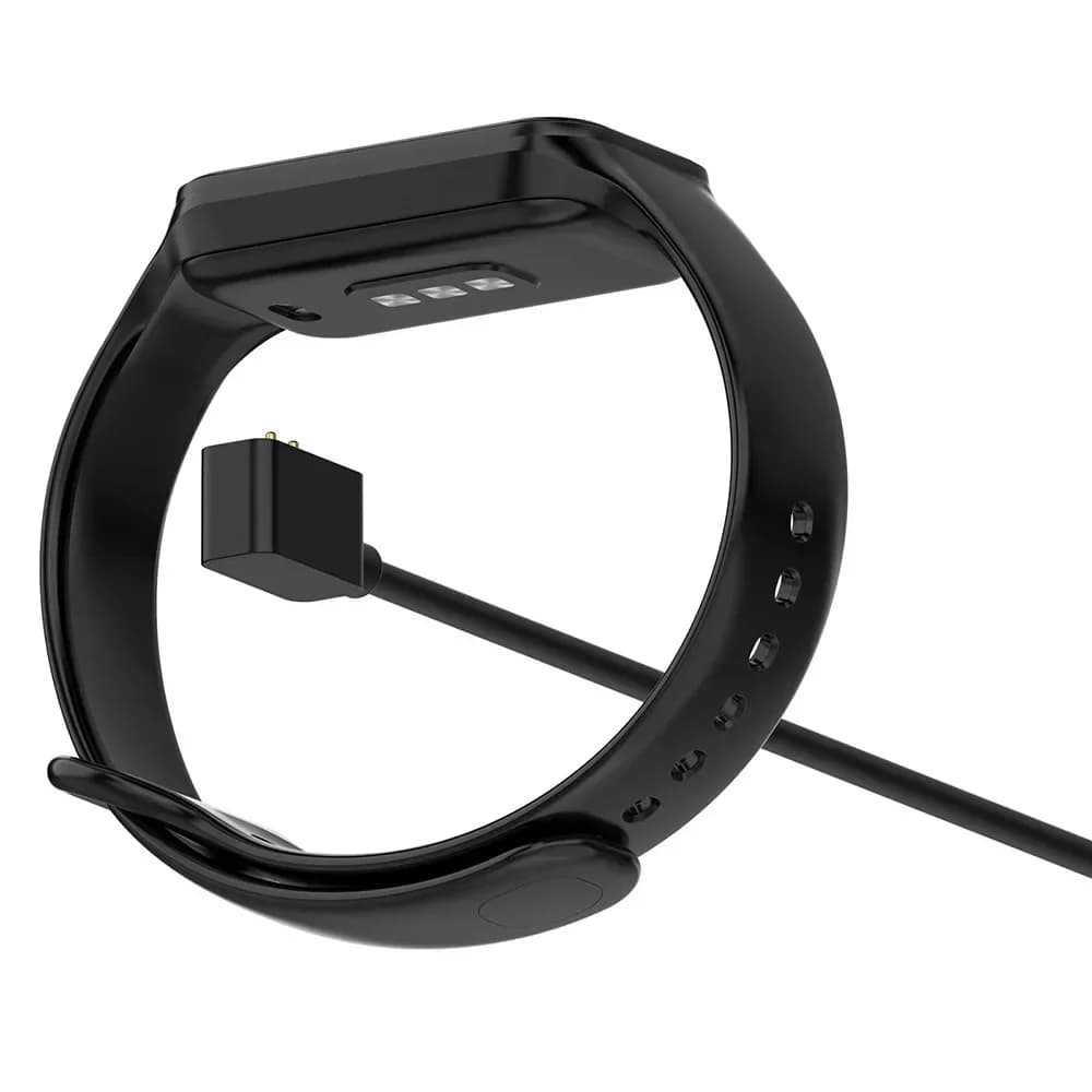 Cabo carregador magnético preto conectado a pulseira smartwatch compatível com Redmi Watch 3 Lite