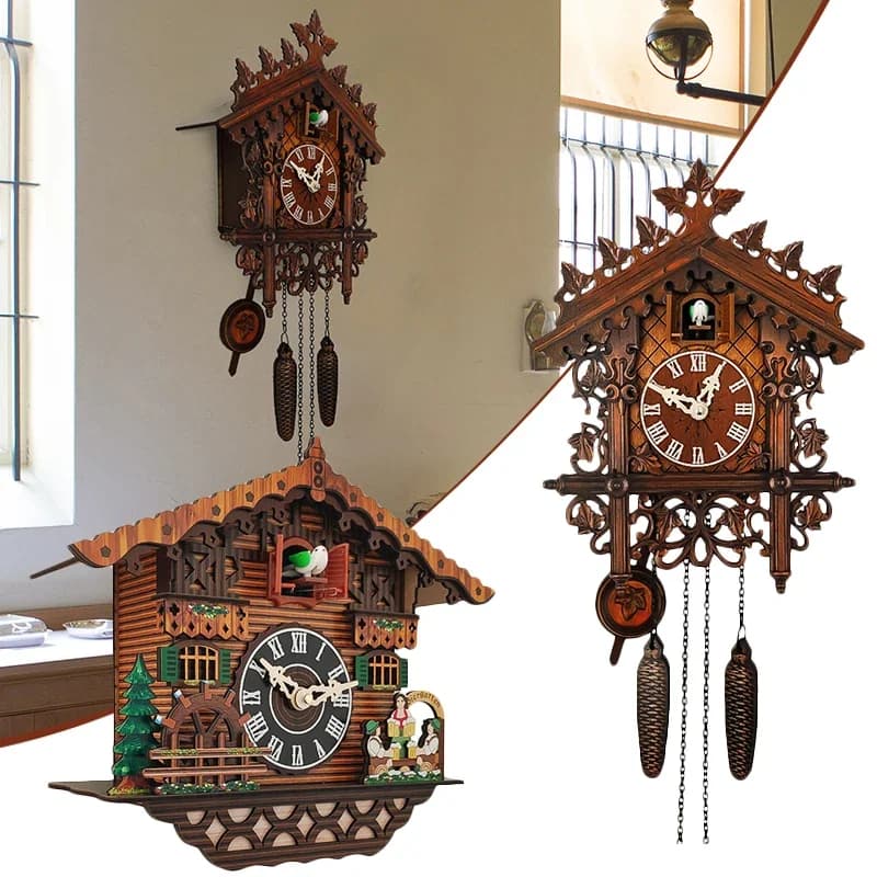 Clássico vintage madeira cuco relógio de parede vintage relógio de madeira decoração para casa sala estar jantar relógio de parede