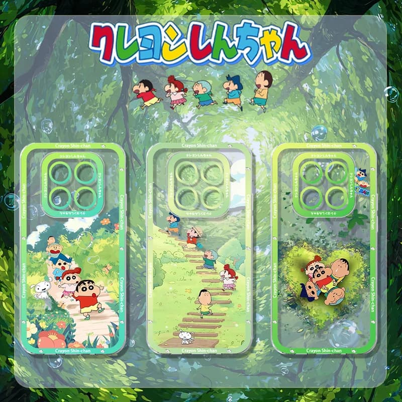 Capas de celular transparentes com desenhos animados de Crayon Shin-chan