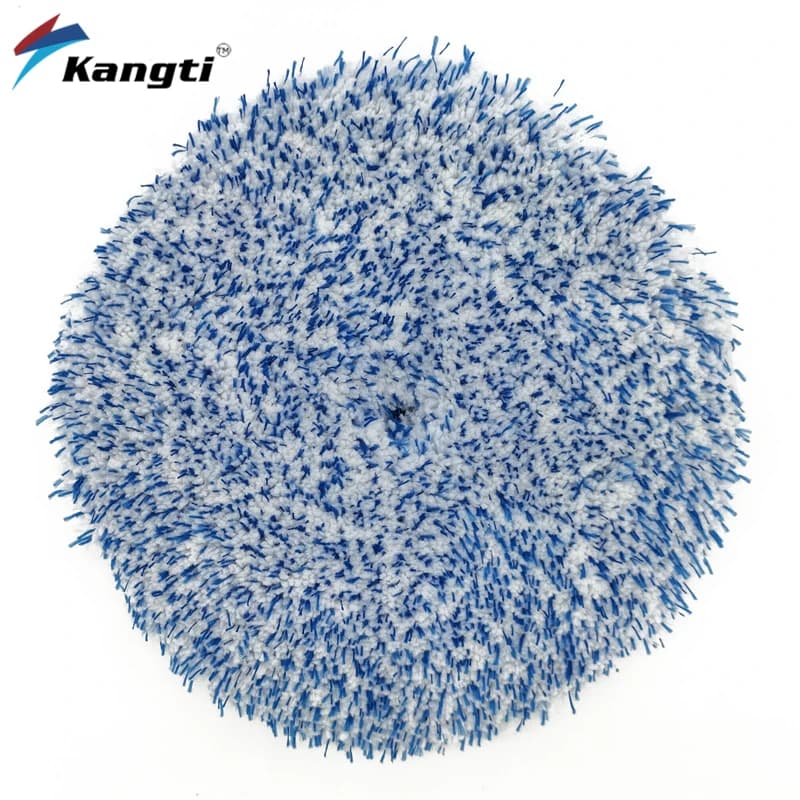 Disco de polimento automotivo Kangti microfibra azul e branca 3 polegadas com logo