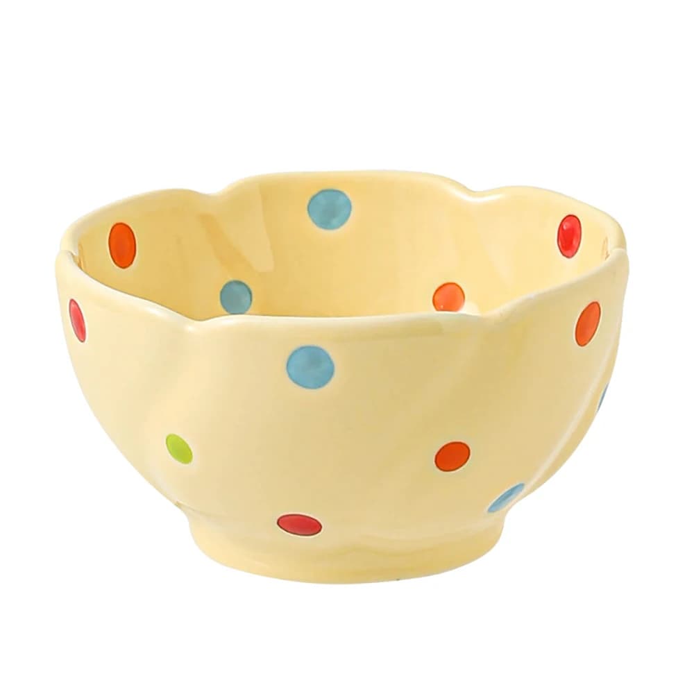 Tigela de Cerâmica Colorida com Bolinhas Amarelas Estilo Ins, Tigelas de Porcelana Seguras para Micro-ondas, Tigela para Salada, Utensílios de Mesa de Cozinha