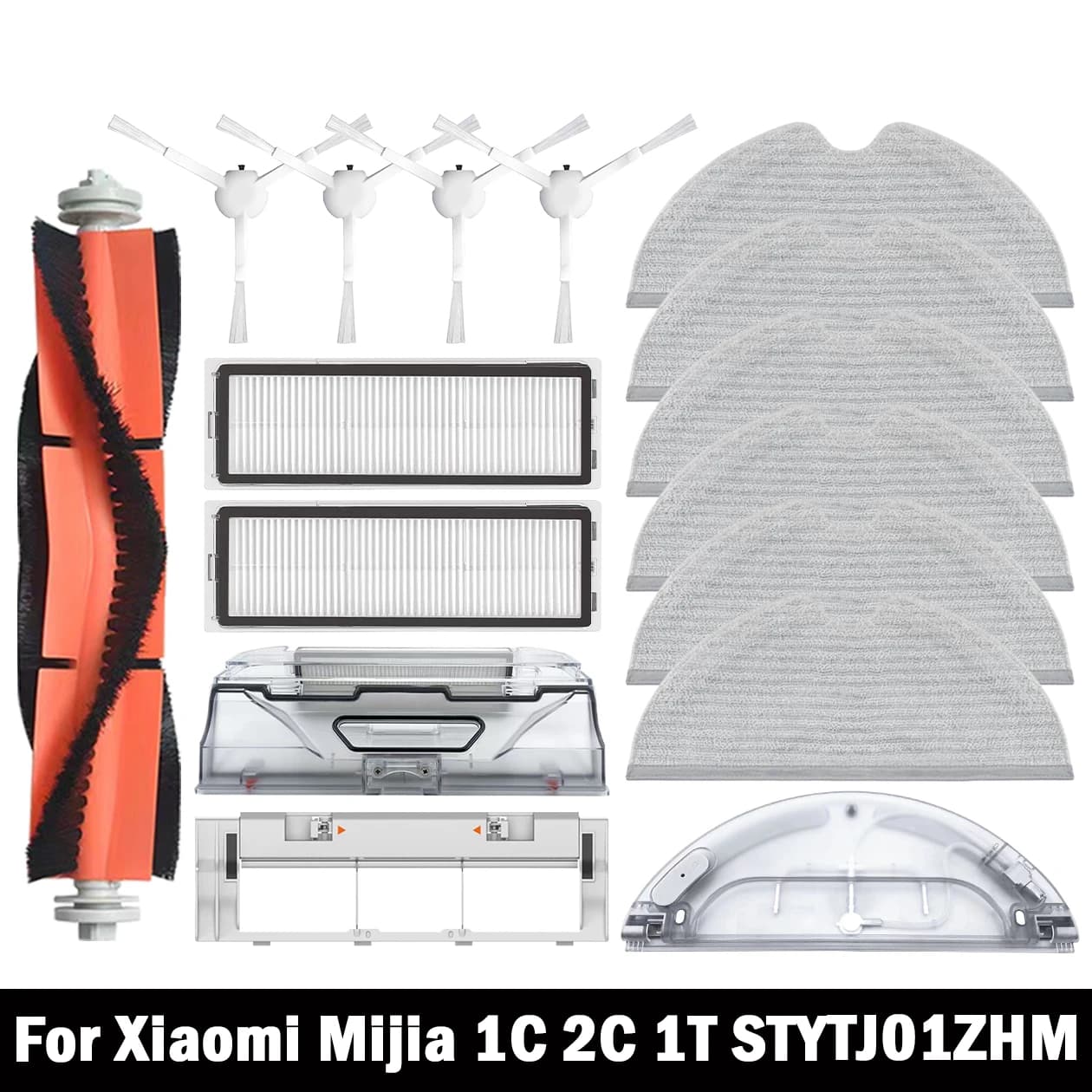 Kit de acessórios para Xiaomi Mijia 1C e 1T, com filtros HEPA, escovas laterais e mops de pano.
