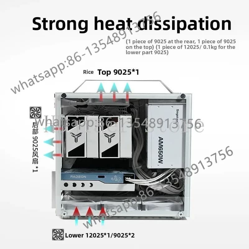 Caixa de computador U45 portátil em alumínio com sistema de ventilação e dissipação térmica eficiente para mATX/ITX