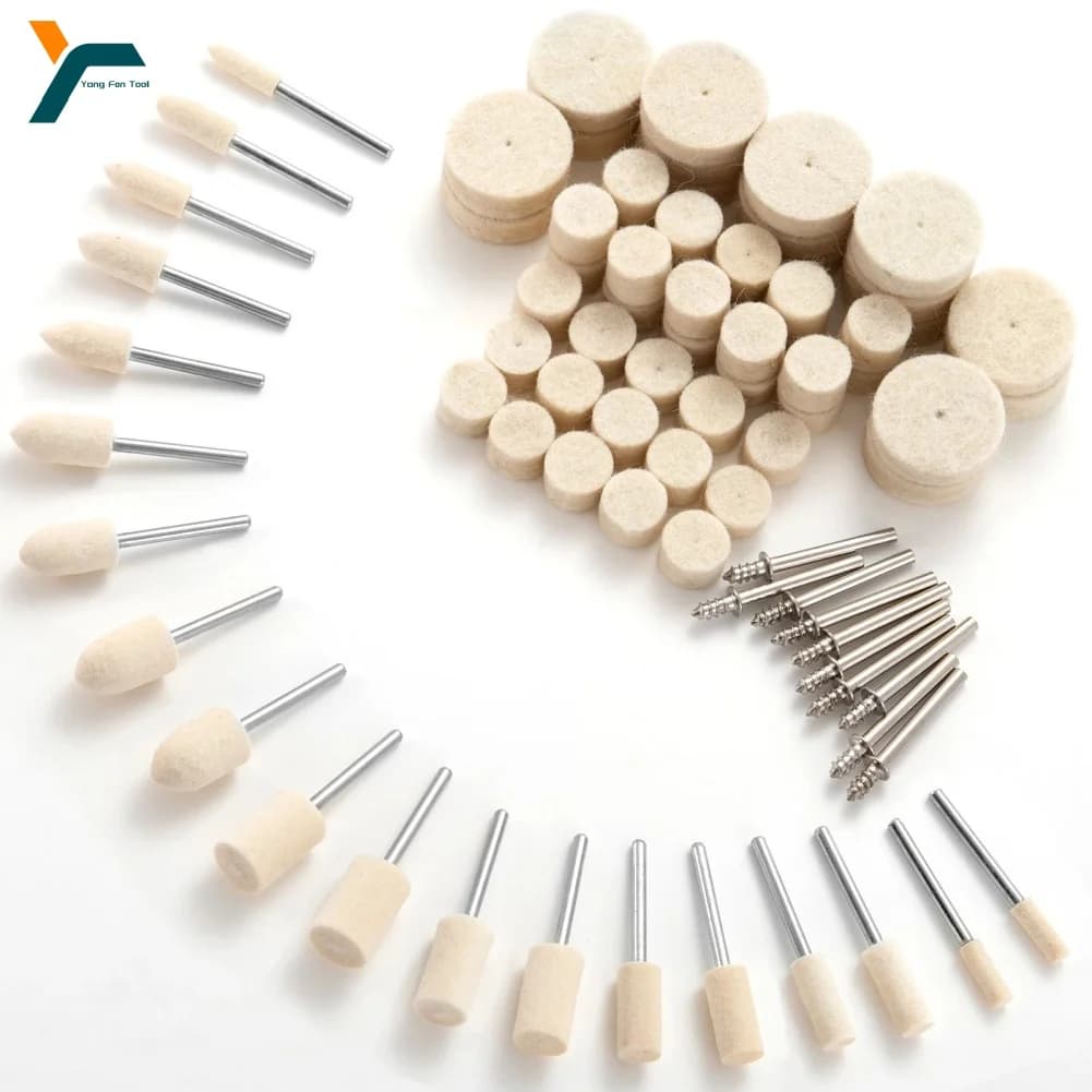 Kit de 80 discos de polimento de lã com haste de 3mm para ferramentas rotativas