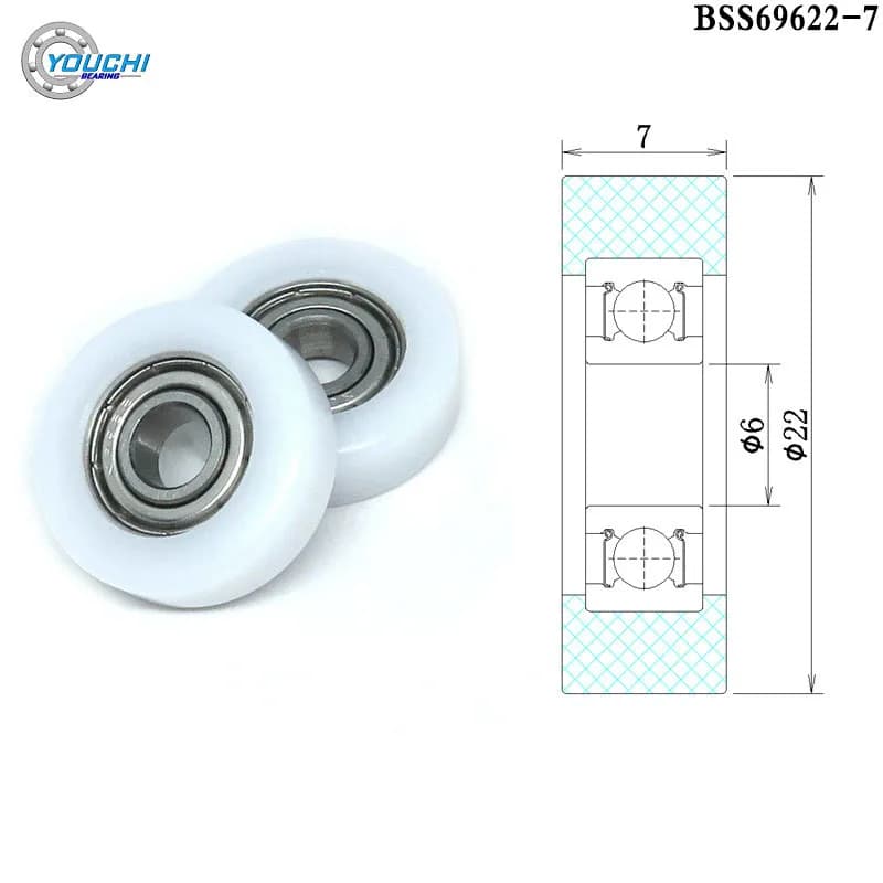 5 rolos revestidos de pom dos pces 6x22x7mm com rolamento BS69622-7 6mm diâmetro 22mm polias guia liso de náilon mini rodas da gaveta