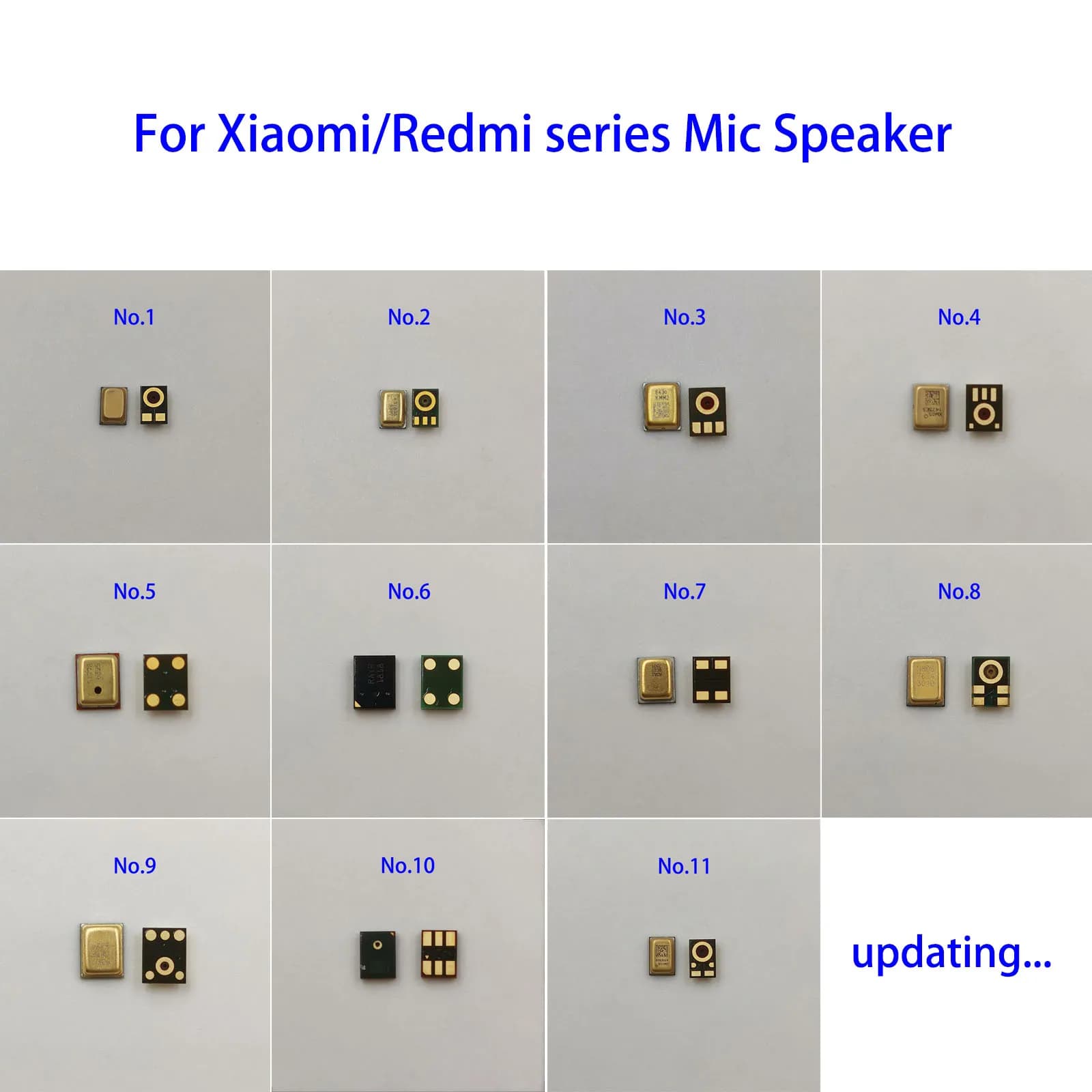 Microfones internos para Xiaomi e Redmi em uma superfície cinzenta