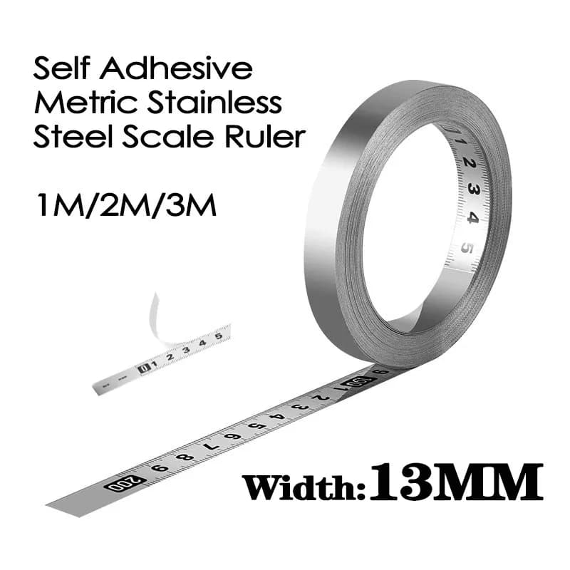 Fita métrica autoadesiva de aço inoxidável, 13mm, 1M, 2M, 3M, régua métrica, durável, à prova de ferrugem