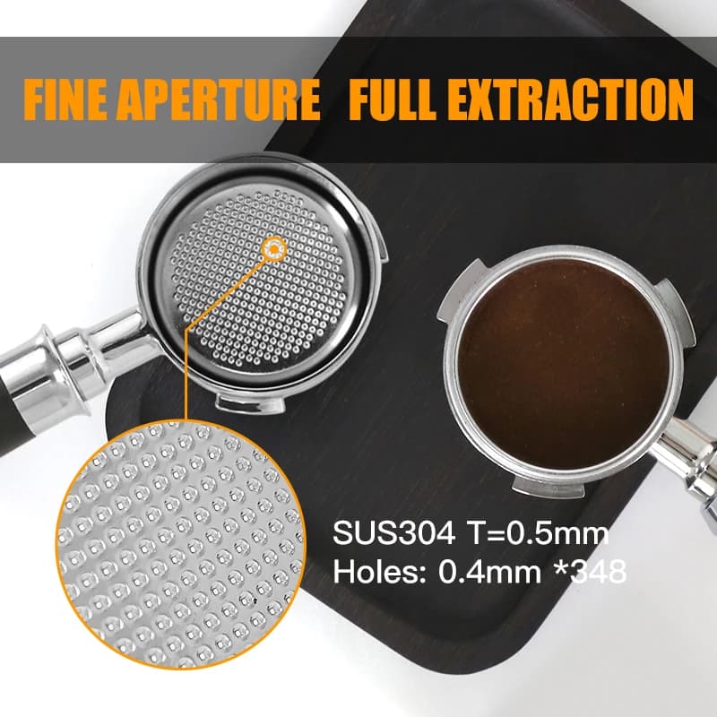 Portafilter profissional 51mm prata com fundo perfurado em aço inox SUS304 para máquina de café