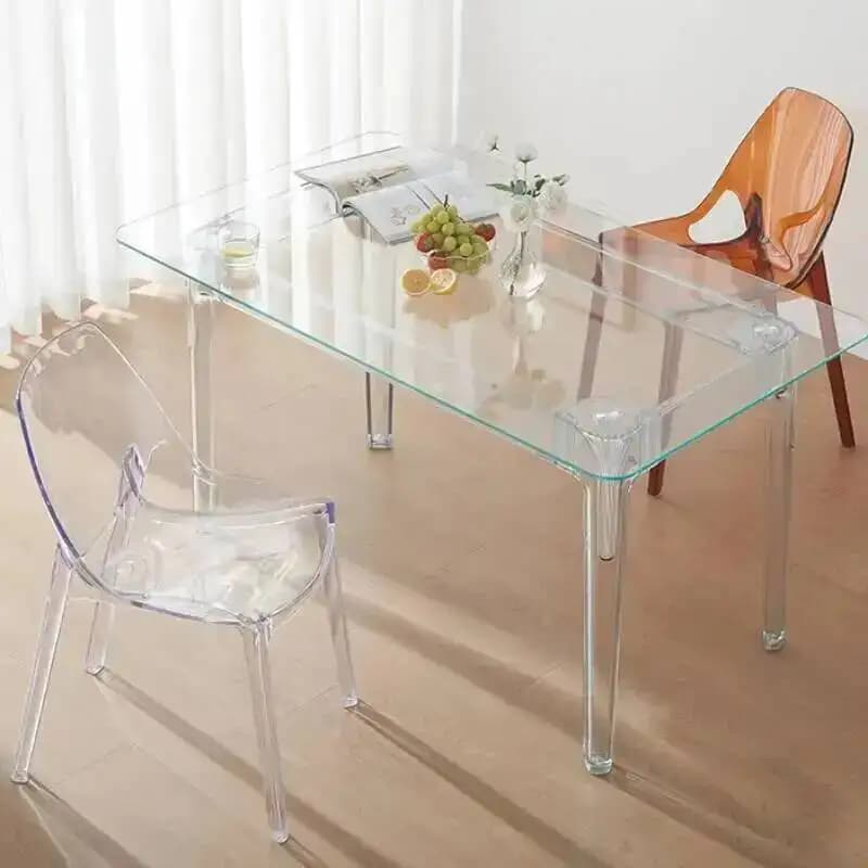 Cadeiras de plástico transparentes para sala de jantar, cadeiras ergonômicas retrô para varanda, móveis para casa YQ50DC