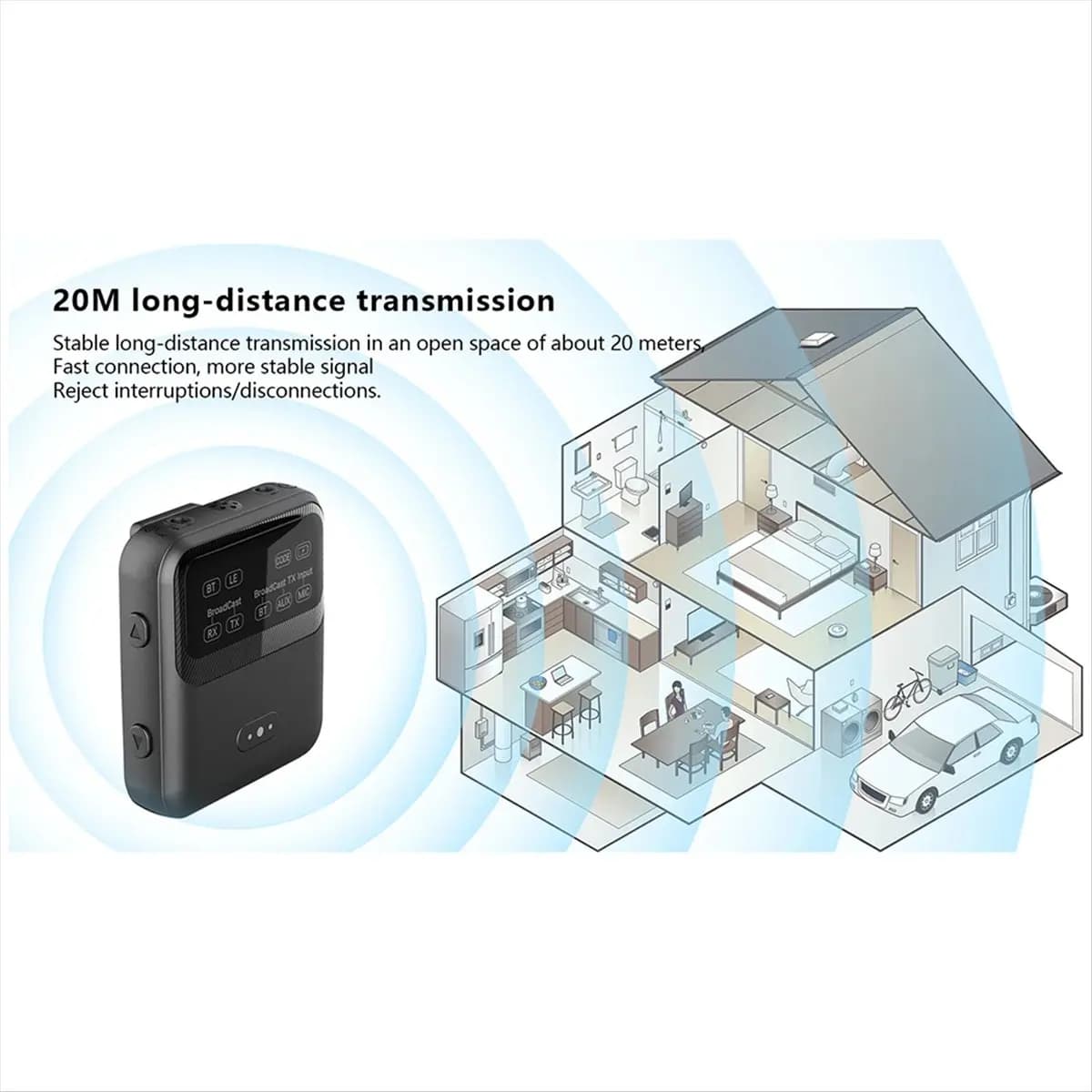 Receptor e transmissor de áudio Bluetooth A32M cinza escuro com transmissão estável até 20 metros