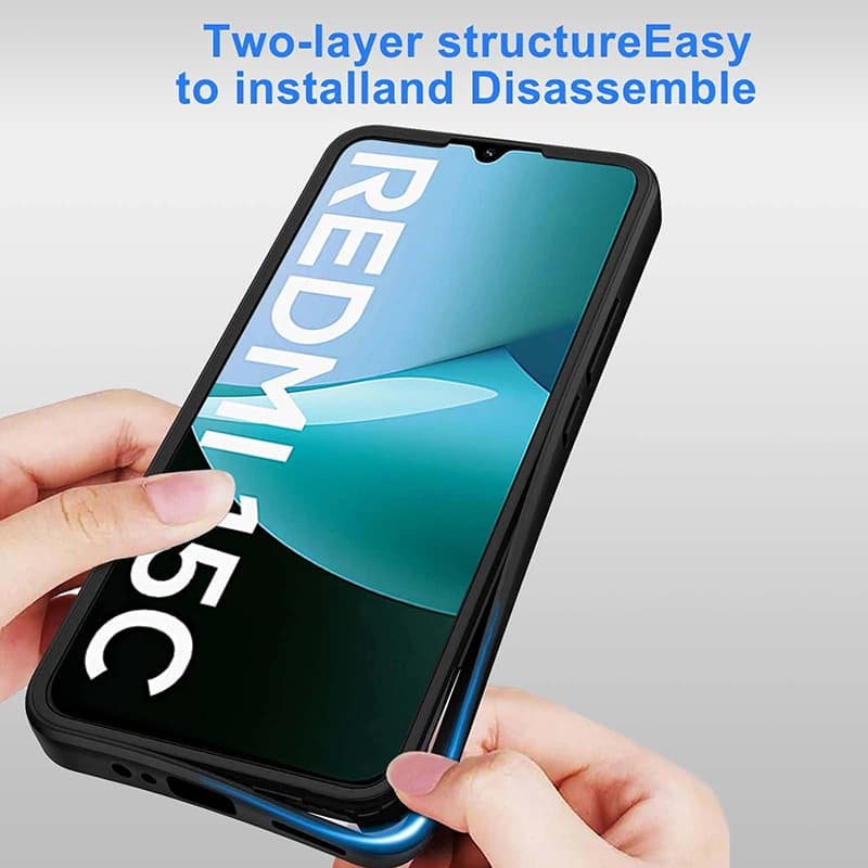 360 corpo inteiro à prova de choque caso telefone para xiaomi redmi 15c 14c 13c 12c 10c 9c 8a dupla camada pc duro hybird capa clara coque