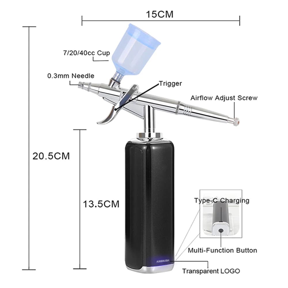 Aerógrafo barato com kit de compressor 20cc 40cc caneta de ação única super funciona pistola de pintura mineral de unhas tatuagem salão de beleza design de arte