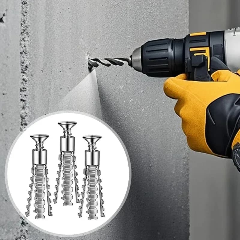 Kit de Parafusos e Buchas Metálicas para Fixação em Paredes Ocas e Drywall - Parafusos Autoatarraxantes Serrilhados e Buchas de Perfuração