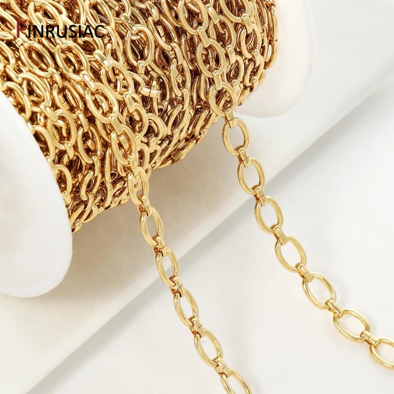 Corrente de latão banhado a ouro 18k, 7*10mm, para fazer jóias
