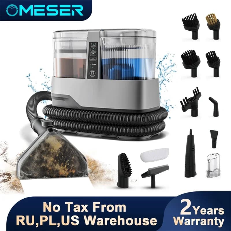 Máquina de limpeza de carpetes a vapor OMESER 1800W 17KPa 13 em 1 produto portátil multiuso de limpeza a seco e úmido para assento de carro, sofá de casa
