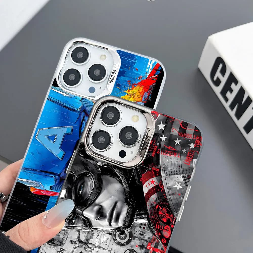 Capa protetora azul temática Capitão América para Xiaomi Redmi Note com design vibrante e detalhes coloridos