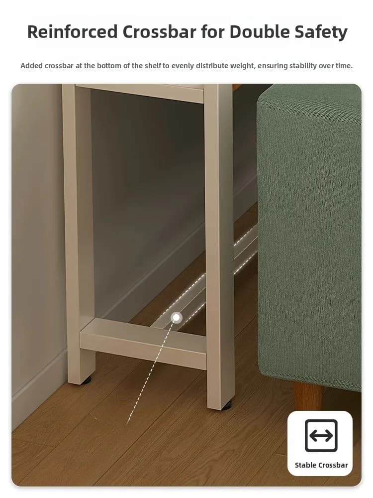 Armário de armazenamento estreito e longo para encosto de sofá, estilo moderno e simples, com prateleiras e compartimentos.