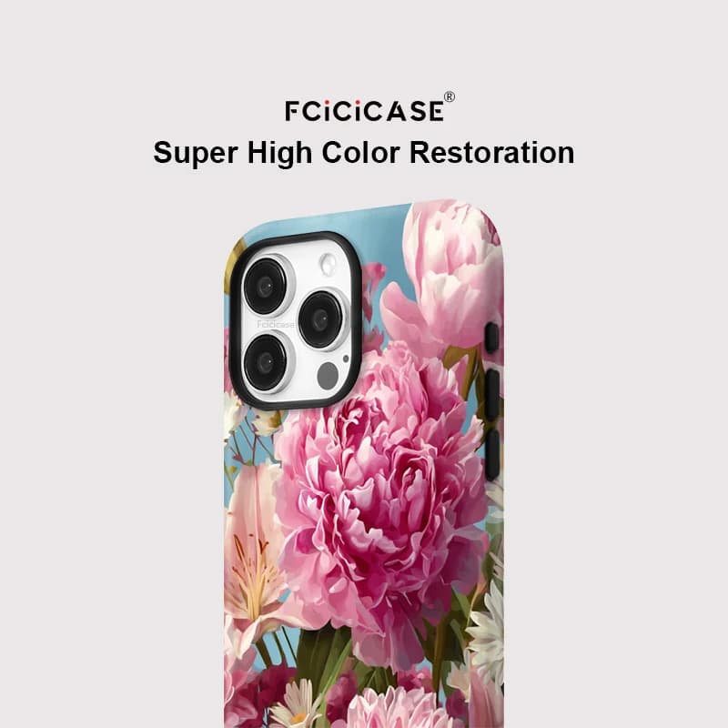 Fcicicase fosco para magsafe caso de telefone para iphone 17 ar 16 15 14 pro max 12 11 13 acrílico 2 em 1 magnético fosco flor funda