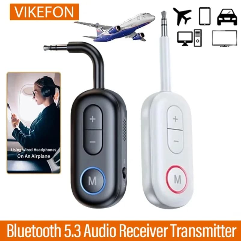 Adaptador de Áudio Sem Fio Bluetooth 5.3 para Avião, TV, PC e Carro