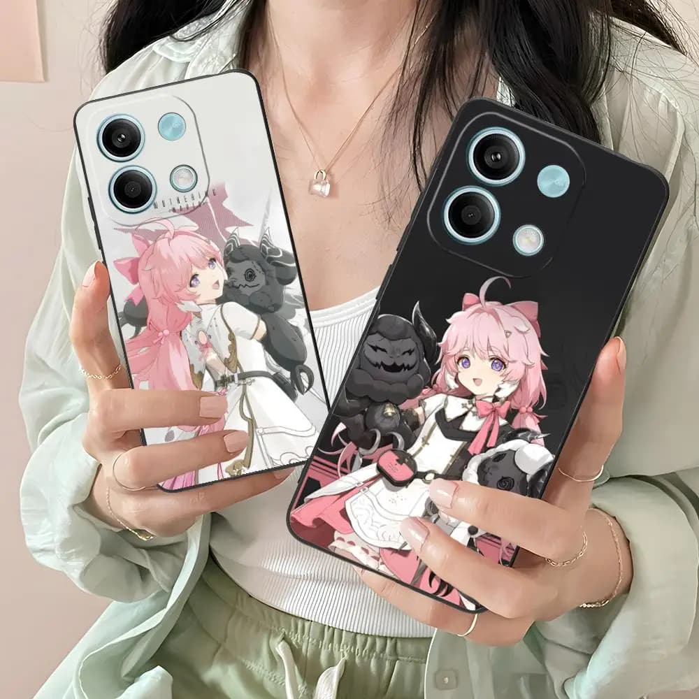 Capa de telefone vermelha Wuthering Waves Encore com impressão colorida para Xiaomi Redmi Note 14, estilo anime