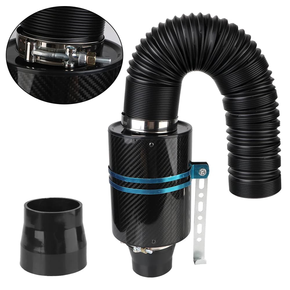 Filtro De Ar Frio De Fibra De Carbono Do Carro, Alimentação Fechada Entrada, Caixa De Indução, Kit De Mangueira De Tubo Universal, 1 Conjunto