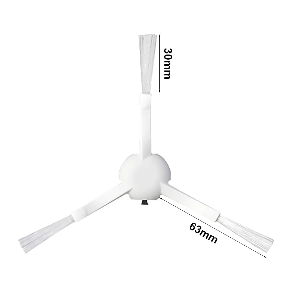 Escova lateral branca com três braços para robô aspirador Xiaomi Mijia 1C, medidas 63x30mm