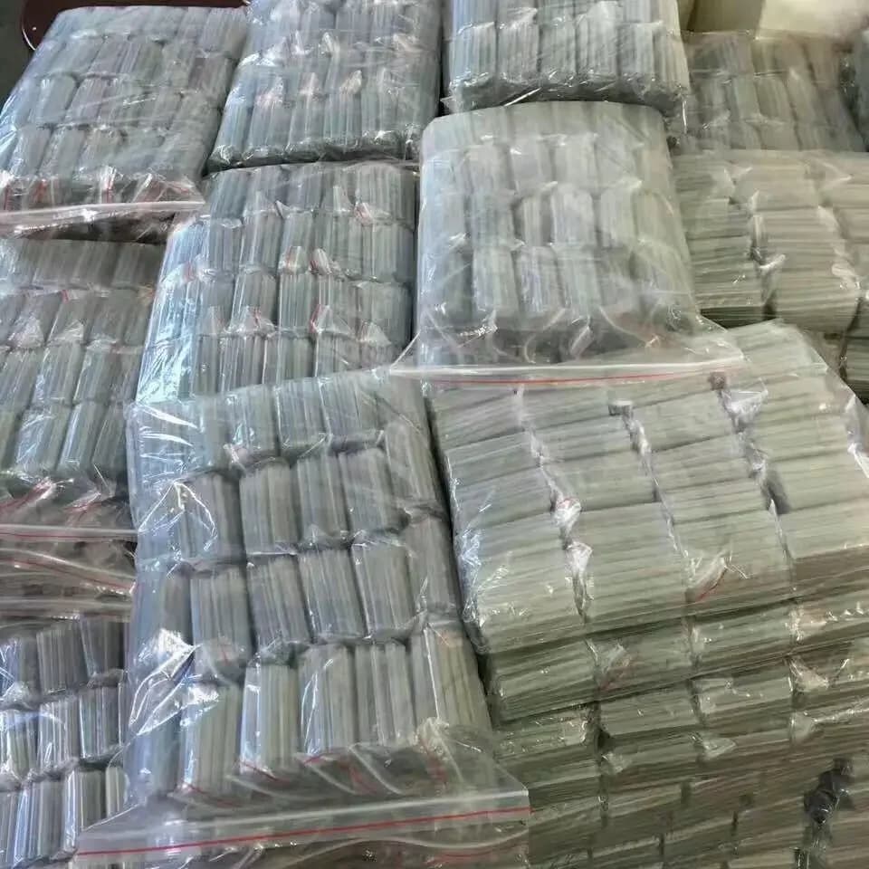 Mangas de proteção para emenda de fibra óptica 1,2mm x 40mm embaladas em múltiplos pacotes plásticos transparentes