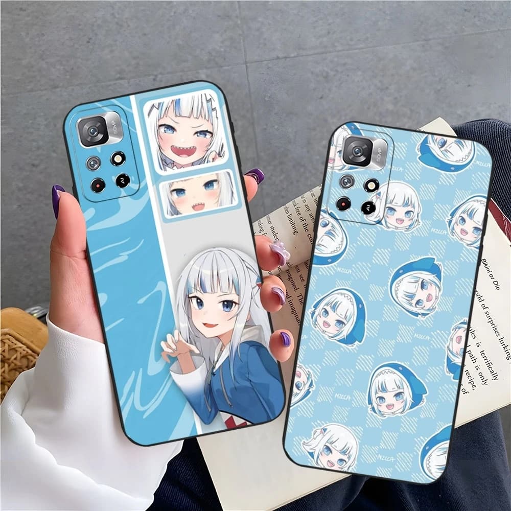 Capa de telefone anime Gawr Gura para Xiaomi POCO M7 M6 M5 M4 F7 F6 F5 X7 X6 X5 C71 C75 C61 C65 Pro