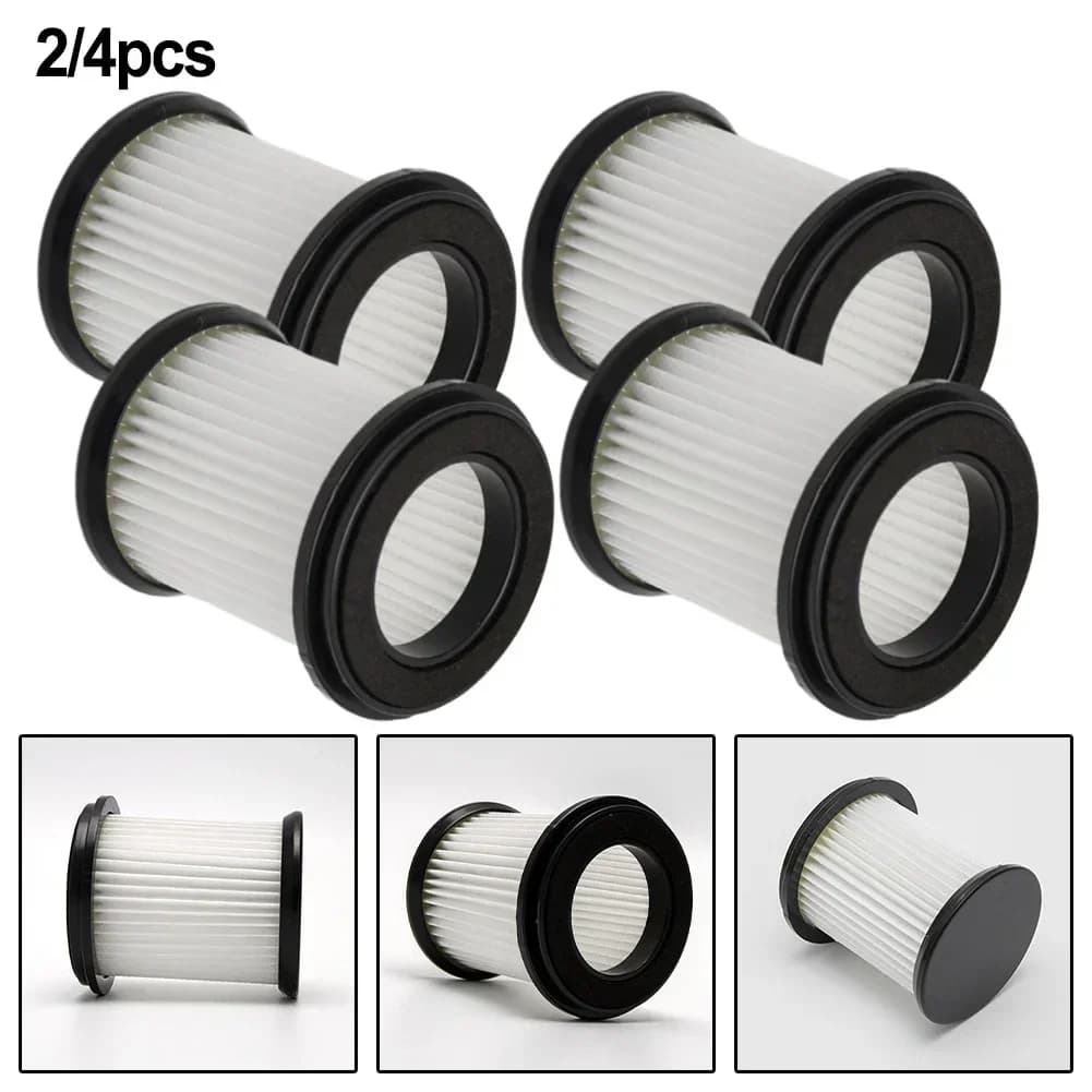 Filtros para aspirador de pó sem fio, quatro unidades, diferentes ângulos, fundo branco